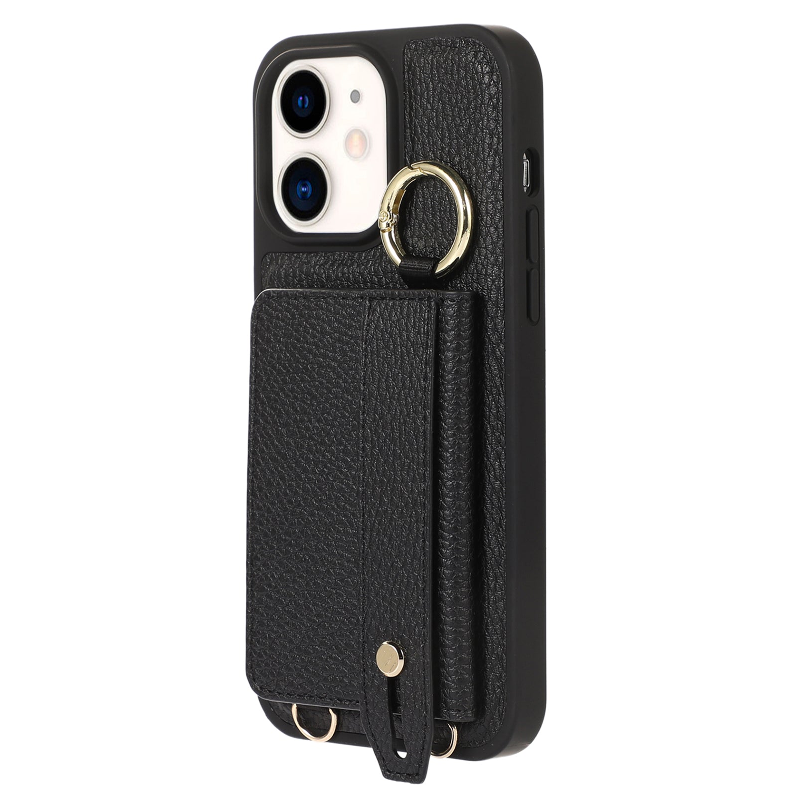 Fall-proof Cover for iPhone 11 6.1 inch Card Holder Hand Strap Leather TPU Phone Kickstand Case with Shoulder Strap Fall-proof Cover for iPhone 11 6.1 inch Card Holder Hand Strap Leather TPU Phone Kickstand Case with Shoulder Strap